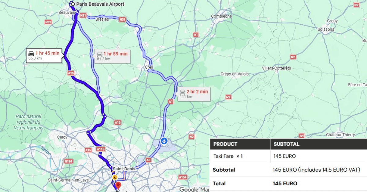 Paris Beauvais Airport to Le Meurice