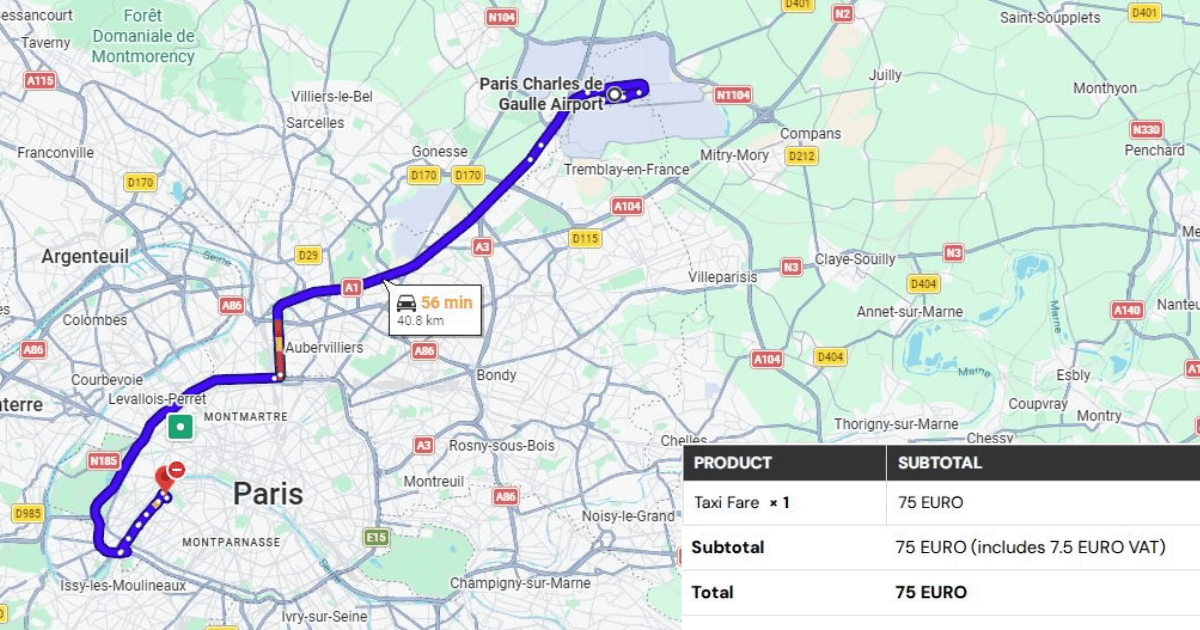 Paris CDG Airport to Pullman Paris Tour Eiffel