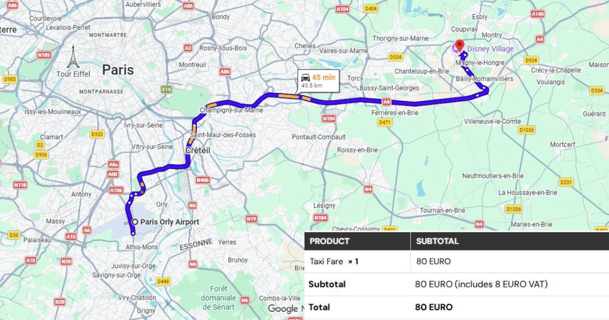 Paris Orly Airport to Disney’s Hotel New York