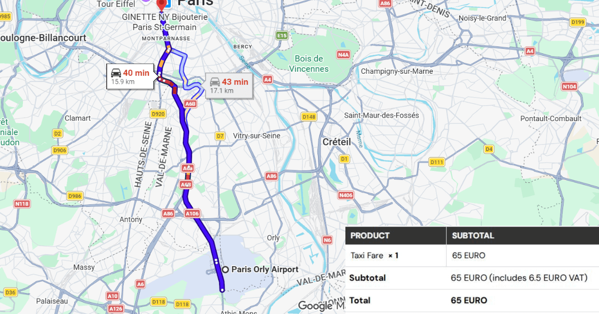 Paris Orly Airport to Hôtel Lutetia