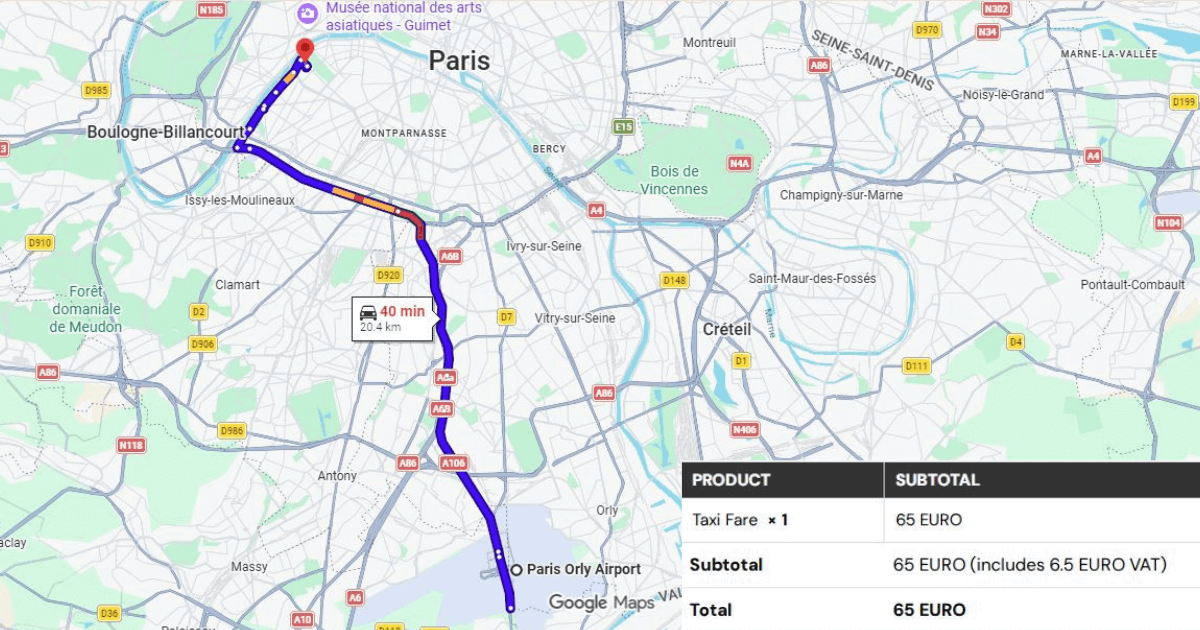Paris Orly Airport to Pullman Paris Tour Eiffel