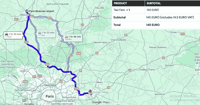 Paris Beauvais Airport to Disney’s Hotel New York