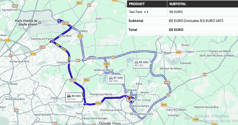 Paris CDG Airport to Disney’s Hotel New York