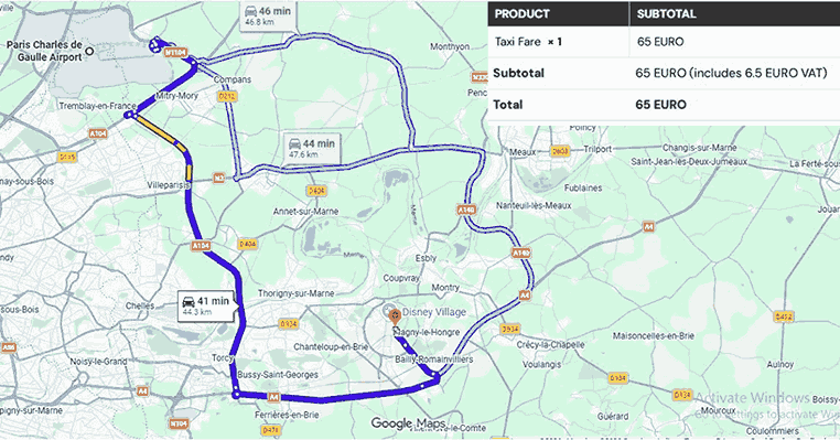 Paris CDG Airport to Disney’s Newport Bay Club