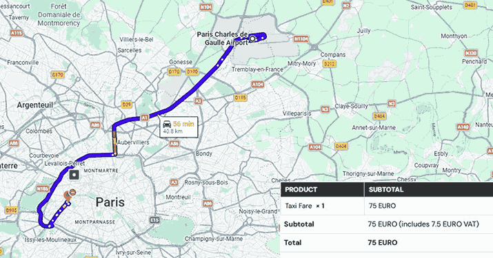 Paris CDG Airport to Pullman Paris Tour Eiffel