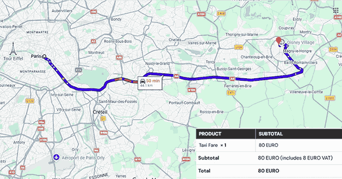 Paris City to Disneyland Hotel