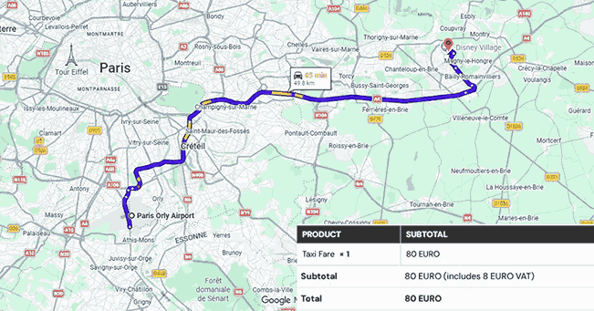 Paris Orly Airport to Disney’s Hotel New York