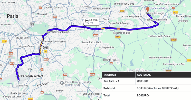 Paris Orly Airport to Disney’s Newport Bay Club