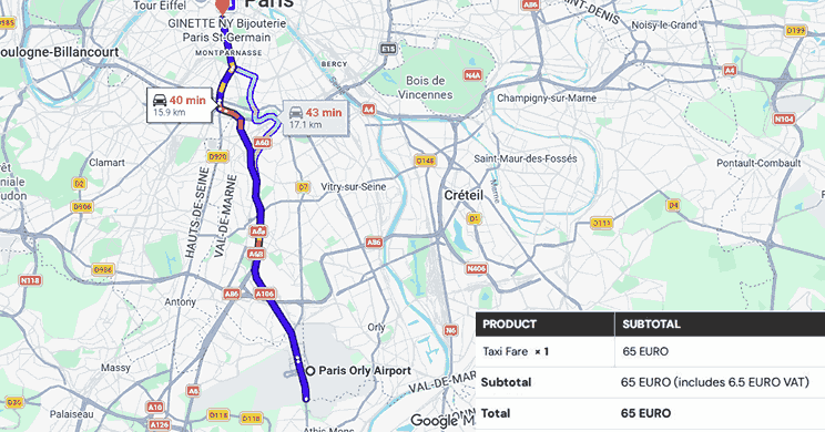 Paris Orly Airport to Hôtel Lutetia