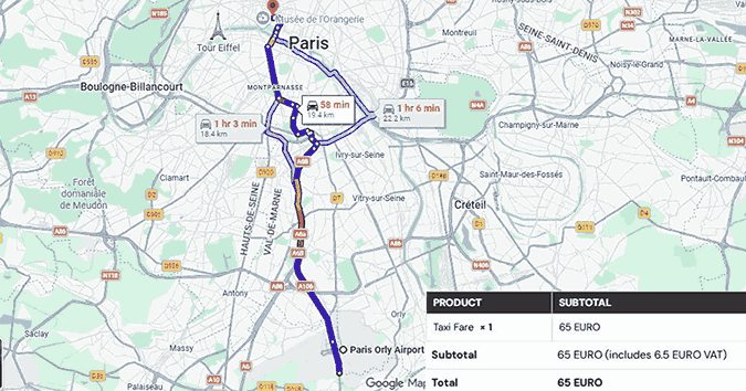 Paris Orly Airport to Hôtel Ritz Paris